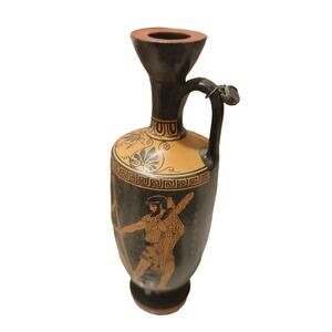 Greek Terracotta Vase Pottery Lekythos Red Figures Signed Gray Tan